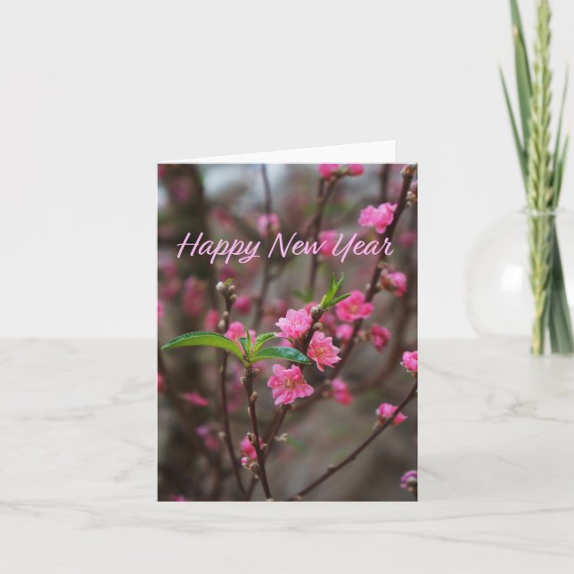 Peach Flower Hoa Đào Happy New Year Xuan At Ty Card (Front)