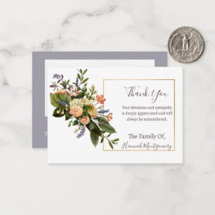 Peach Flower Photo Sympathy Funeral Card