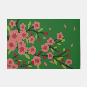 Peach Flower Summer Vibes Door Mat, Cute Farmhouse Doormat