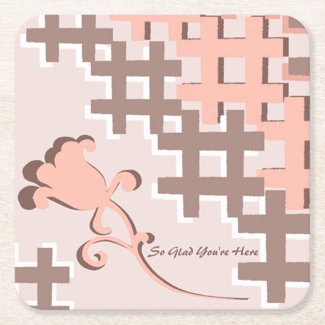 Peach Flower Trellis Coaster (Front)