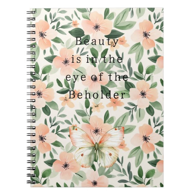 Peach Flowers Beauty Beholder Notebook (Front)