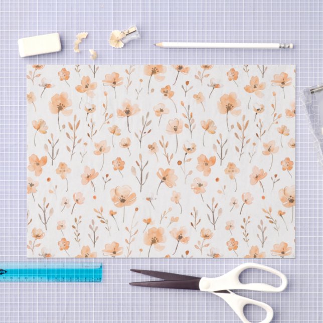 Peach Flowers Birthday Tissue Paper (Craft)