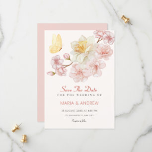 Peach flowers blossom wedding save the date