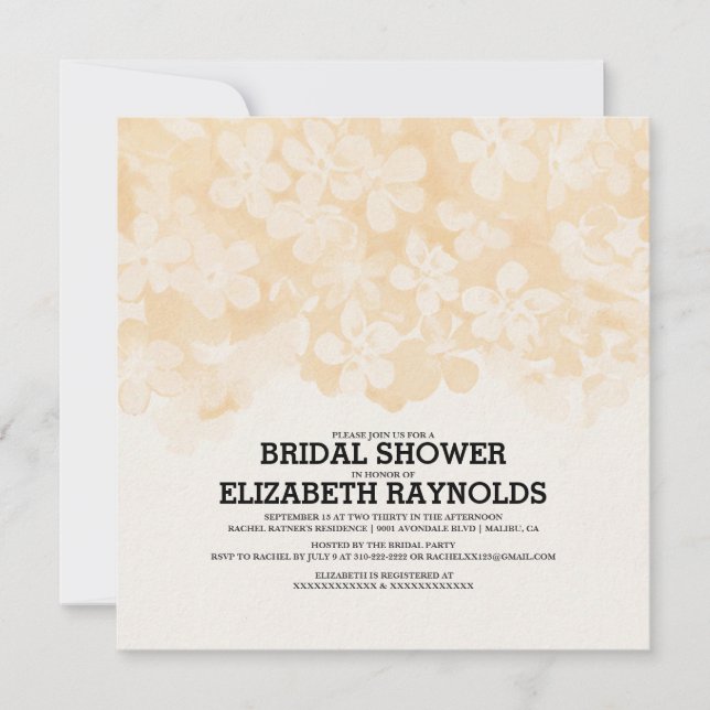 Peach Flowers Bridal Shower Invitations (Front)