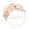 Peach Flowers Circle Frame Wedding
