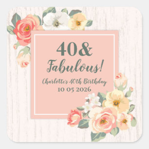 Peach Flowers Custom Birthday Favour Tag