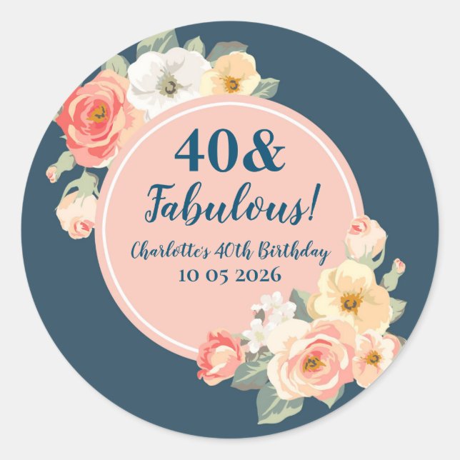 Peach Flowers Custom Birthday Favour Tag (Front)