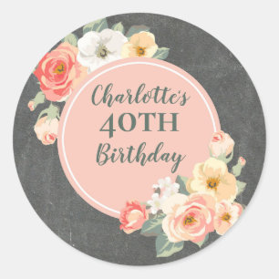 Peach Flowers Custom Birthday Favour Tag