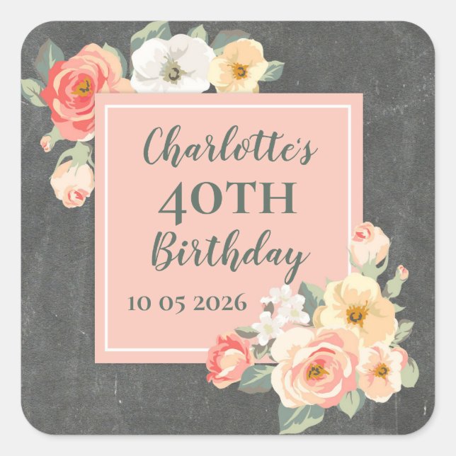 Peach Flowers Custom Birthday Favour Tag (Front)