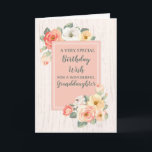 Peach Flowers Granddaughter Birthday Card<br><div class="desc">Pretty and thoughtful greeting card for your granddaughter's birthday with peach pink and white spring flowers,  rustic wood pattern and hand lettered style text.</div>