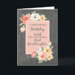 Peach Flowers Great Granddaughter Birthday Card<br><div class="desc">Pretty and thoughtful greeting card for your great granddaughter's birthday with peach pink and white spring flowers,  rustic chalkboard pattern and hand lettered style text.</div>