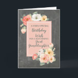 Peach Flowers Great Granddaughter Birthday Card<br><div class="desc">Pretty and thoughtful greeting card for your great granddaughter's birthday with peach pink and white spring flowers,  rustic chalkboard pattern and hand lettered style text.</div>