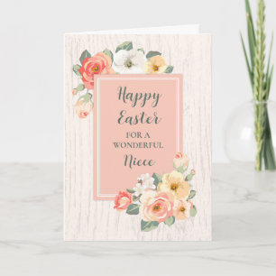 Peach Flowers Happy Easter Niece Holiday Card