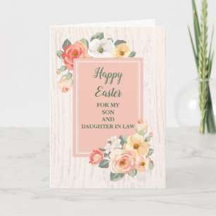 Peach Flowers Happy Easter Son Daughter in Law Holiday Card