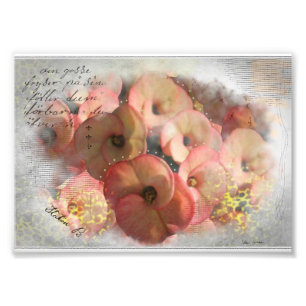 Peach Flowers Mix Media Photo Print