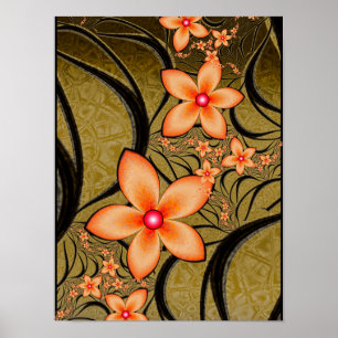 Peach Flowers Poster