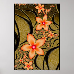 Peach Flowers Poster