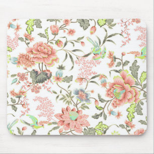Peach Flowers With Hummingbird Mouse Mat