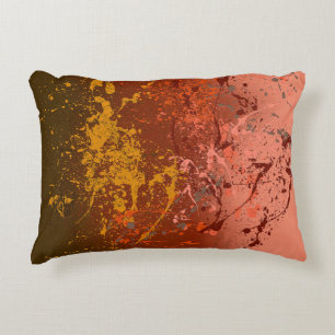 Peach Flurry: Abstract spatter art Decorative Cushion