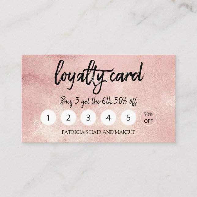 Peach Foil Makeup Artist Hair Salon Loyalty Card (Front)