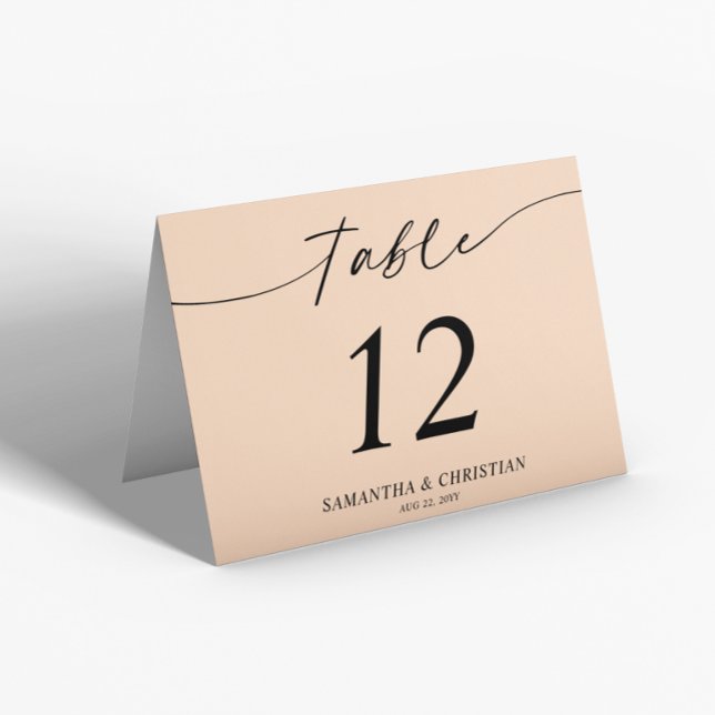 Peach Folded Tent Wedding Table Number card (Creator Uploaded)