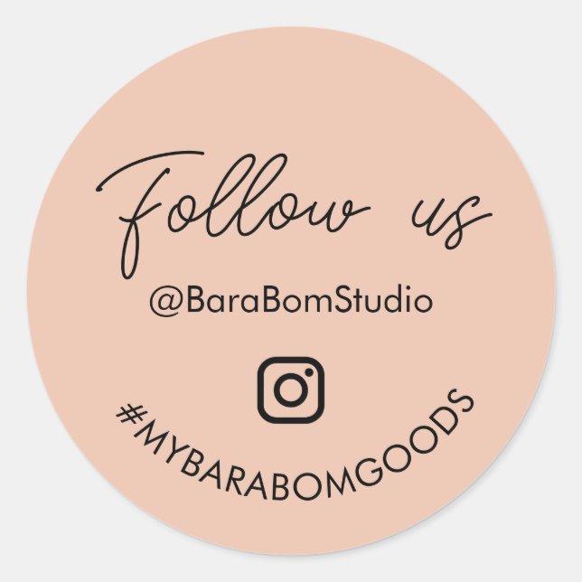 Peach Follow us on Instagram Package Sticker (Front)