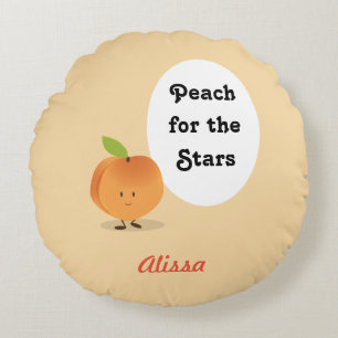 Peach for the Stars   Round Pillow