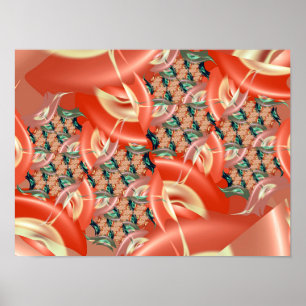 Peach Fractal Pattern Poster