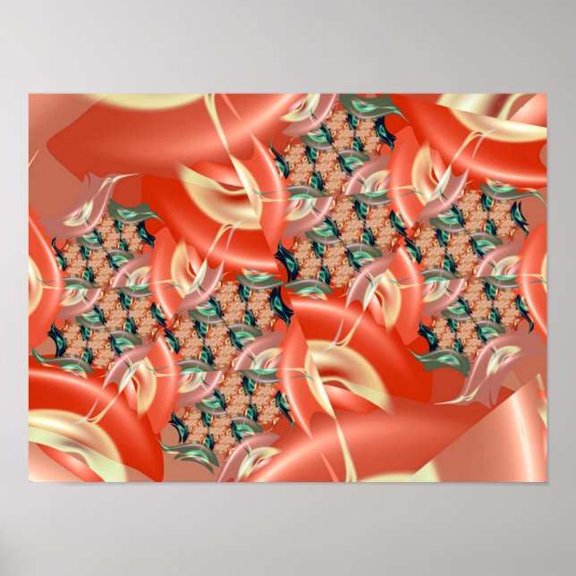Peach Fractal Pattern Poster (Front)