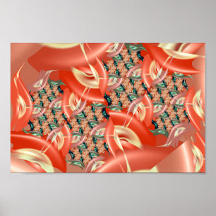 Peach Fractal Pattern Poster