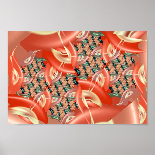 Peach Fractal Pattern Poster (Front)