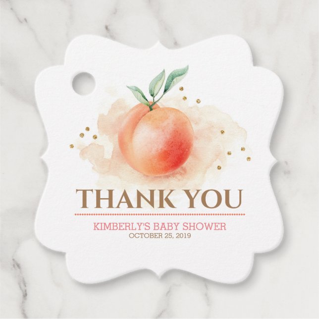 Peach Fruit Baby Shower Favour Tags (Front)
