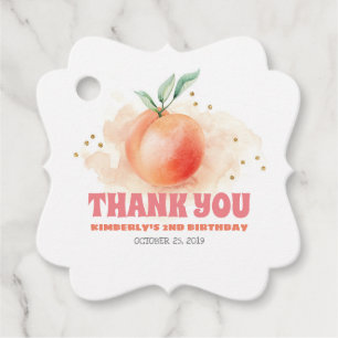 Peach Fruit Birthday Party Thank You Favour Tags