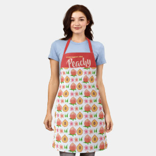 Peach fruit blossoms personalised cooking kitchen apron