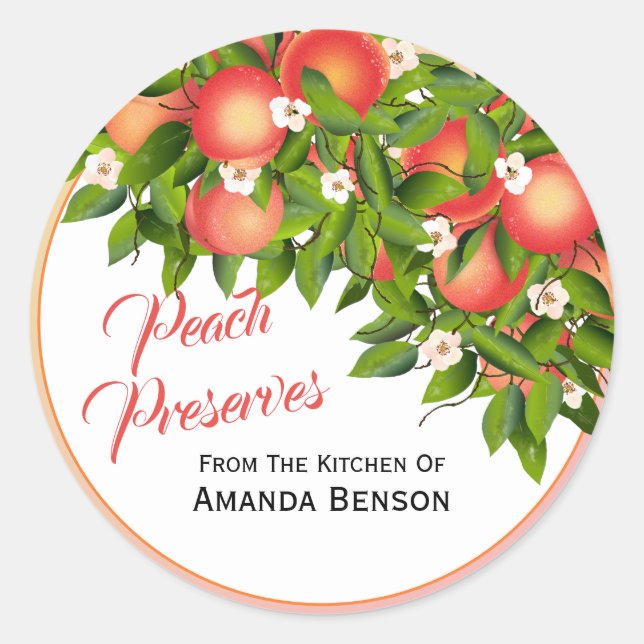 Peach Fruit Canning | Jam Jar Label (Front)