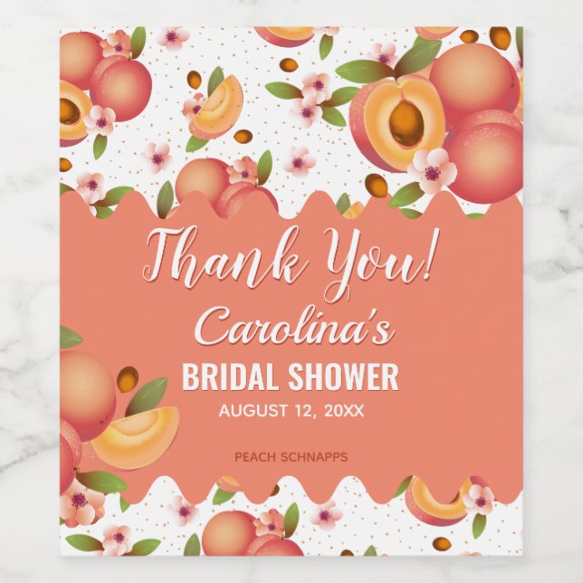 Peach Fruit Floral Wine Label (Single Label)