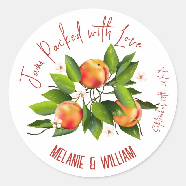 Peach Fruit Jam Classic Round Sticker (Front)