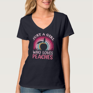 Peach Fruit Lover Vintage Just A Girl Who Loves Pe T-Shirt