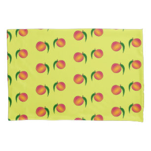Peach fruit pattern on yellow pillowcase