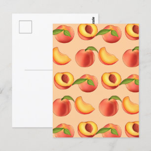 Peach Fruit Pattern Postcard