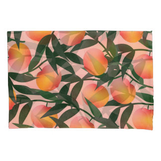 Peach Fruit Pink Background Pattern. Pillowcase