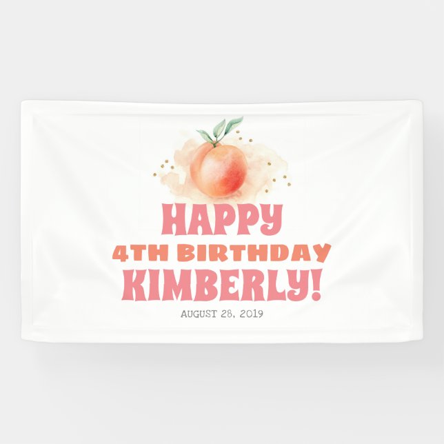 Peach Fruit Sweet Birthday Party Banner (Horizontal)