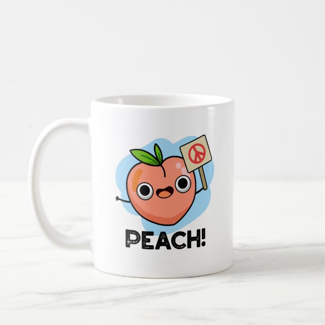 Peach Funny Peace Fruit Pun  Coffee Mug (Left)