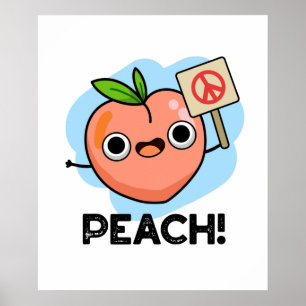 Peach Funny Peace Sign Fruit Pun
