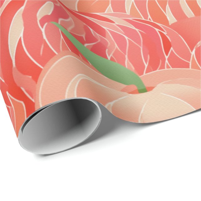Peach Fuzz Abstract Botanical Fruity Pattern 11 Wrapping Paper (Roll Corner)
