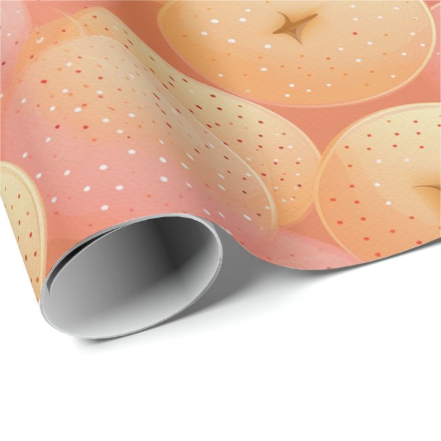 Peach Fuzz Abstract Botanical Fruity Pattern 17 Wrapping Paper (Roll Corner)