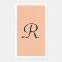 Peach Fuzz and Black Monogrammed Paper Guest Towel