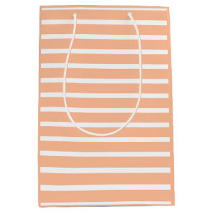 peach fuzz  and white stripes medium gift bag