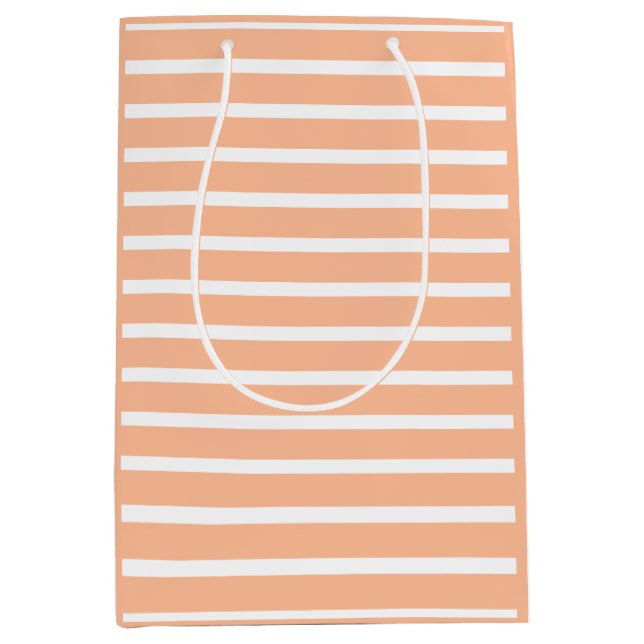 peach fuzz  and white stripes medium gift bag (Front)