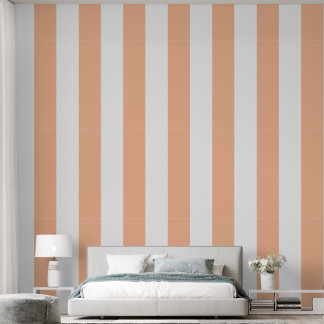 Peach fuzz and white wide striped wallpaper